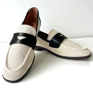 Bibi Lou Mara Penny Loafer Cream Black Leather Trim Size EU 40 NEW